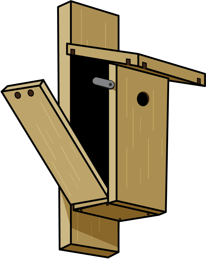 illustration of a hinged door on a nest box