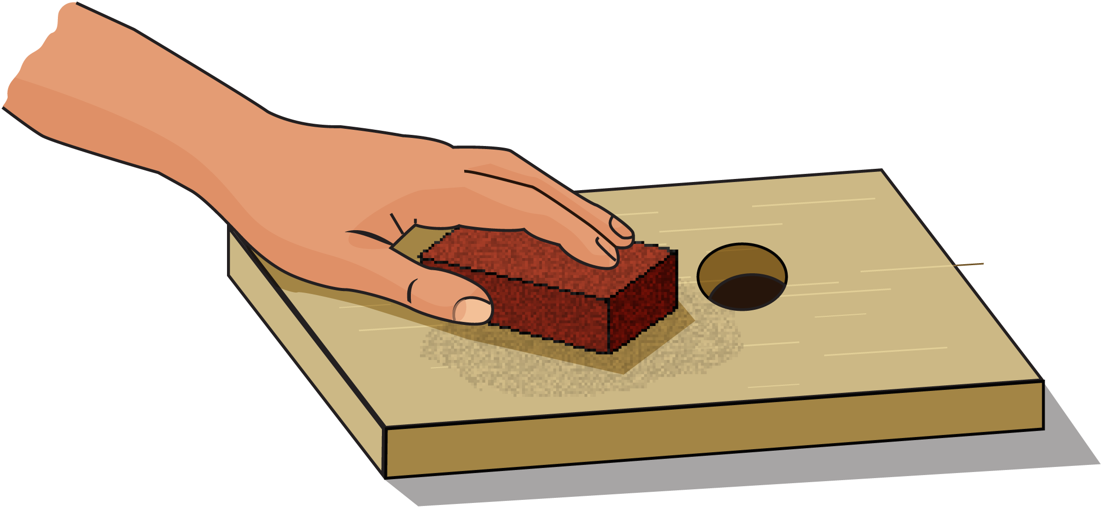 illustration of sanding the interior walls of a nestbox to make them rough